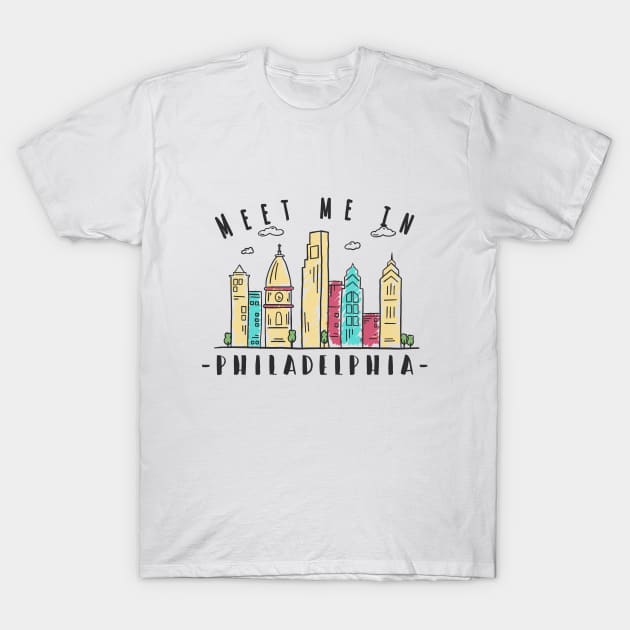 Colorful Philadelphia USA Skyline T-Shirt by LR_Collections